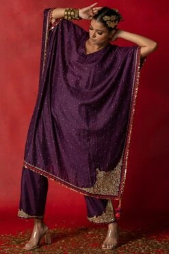 Pooja Keyur Purple Embroidered Silk Kaftan Set 9 Pooja Keyur Purple Embroidered Silk Kaftan Set -Deals Toggora Store 229pk4 3