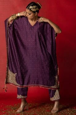 Pooja Keyur Purple Embroidered Silk Kaftan Set 10 Pooja Keyur Purple Embroidered Silk Kaftan Set -Deals Toggora Store 229pk4 4