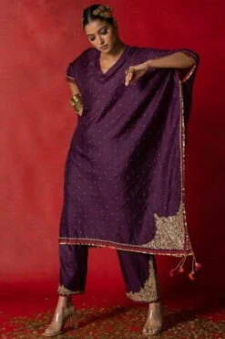 Pooja Keyur Purple Embroidered Silk Kaftan Set 11 Pooja Keyur Purple Embroidered Silk Kaftan Set -Deals Toggora Store 229pk4 5