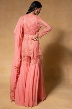 Ahilian Pink Floral Embellished Sharara Set -Deals Toggora Store 2302an03 5