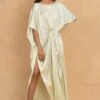 Stephany Beige Front Knot Kaftan Dress -Deals Toggora Store 230523sy12 1
