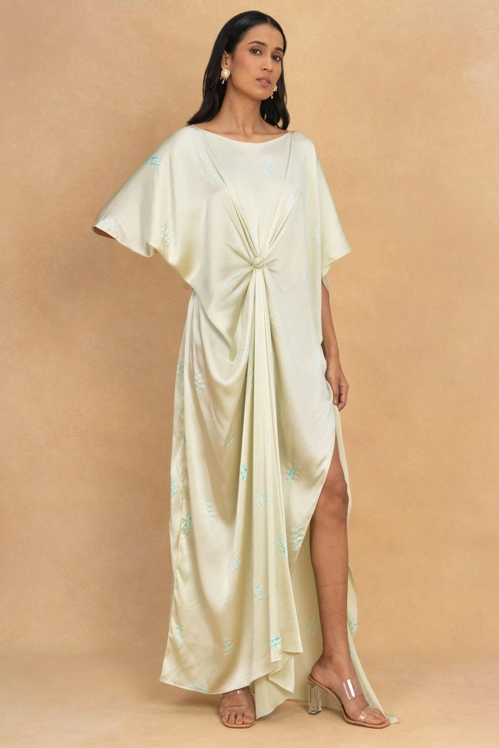 Stephany Beige Front Knot Kaftan Dress 4 Stephany Beige Front Knot Kaftan Dress - Image 2