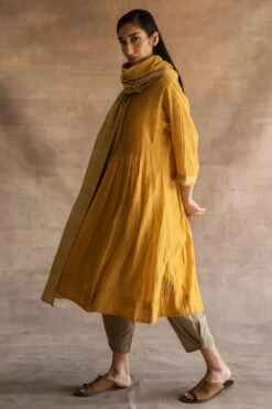 Swatti Kapoor Handwoven Chanderi Scarf In Mustard -Deals Toggora Store 233swk2 2