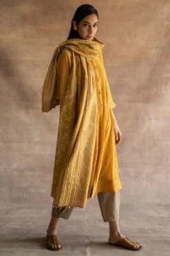 Swatti Kapoor Handwoven Chanderi Scarf In Mustard -Deals Toggora Store 233swk2 3