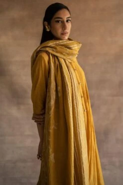 Swatti Kapoor Handwoven Chanderi Scarf In Mustard -Deals Toggora Store 233swk2 4