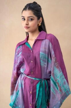 CAPISVIRLEO Purple & Blue Collared Kaftan -Deals Toggora Store 23823cpo12 4