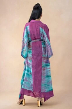 CAPISVIRLEO Purple & Blue Collared Kaftan -Deals Toggora Store 23823cpo12 5