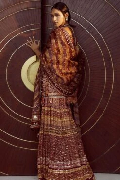 Tarun Tahiliani Deep Red Crushed Kalidar Sharara Set -Deals Toggora Store 242tmp10 3