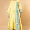 Injiri Yellow & Mint Green Handwoven Jamdani Dress