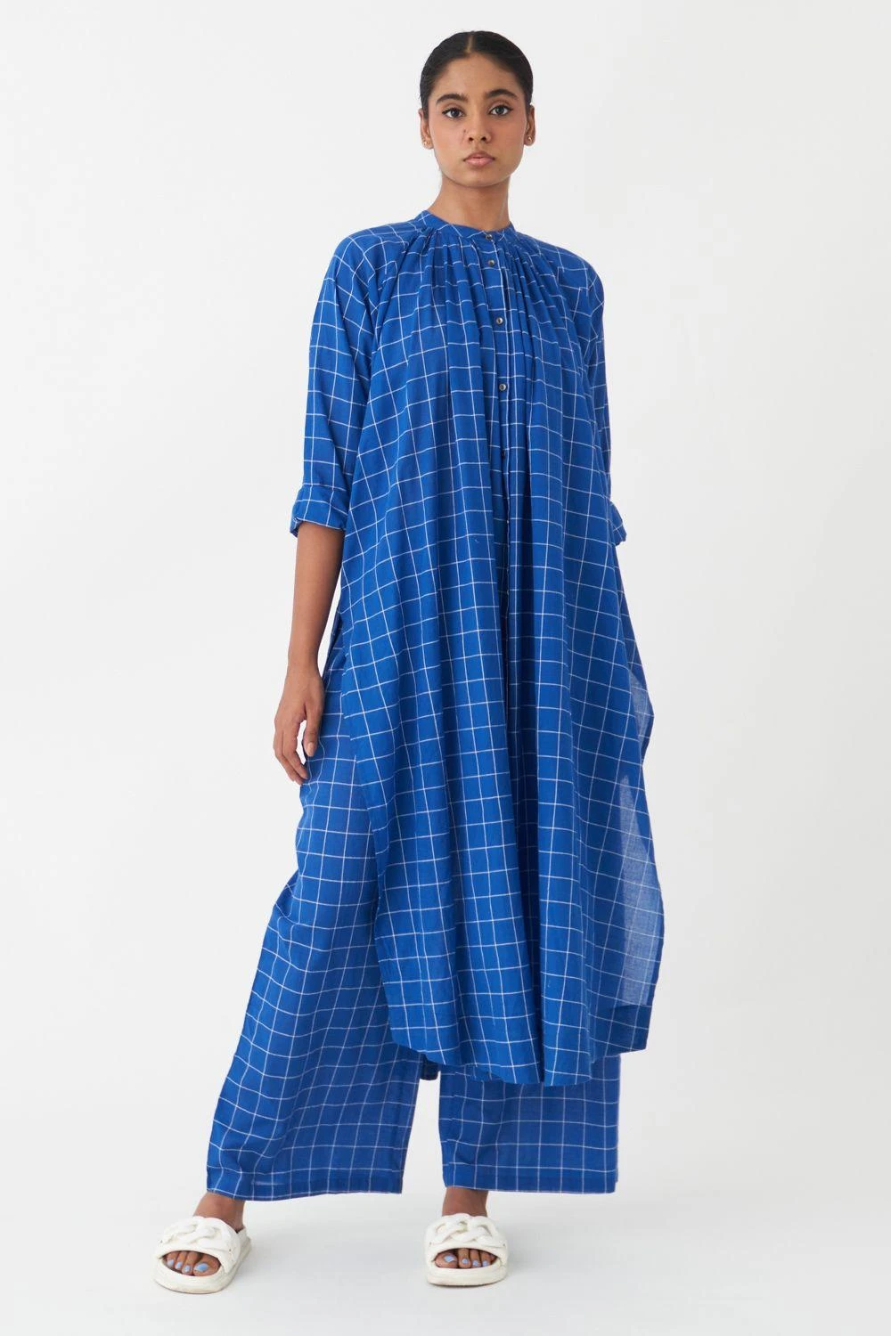 Three Electric Blue Checkered Pants 3 Three Electric Blue Checkered Pants