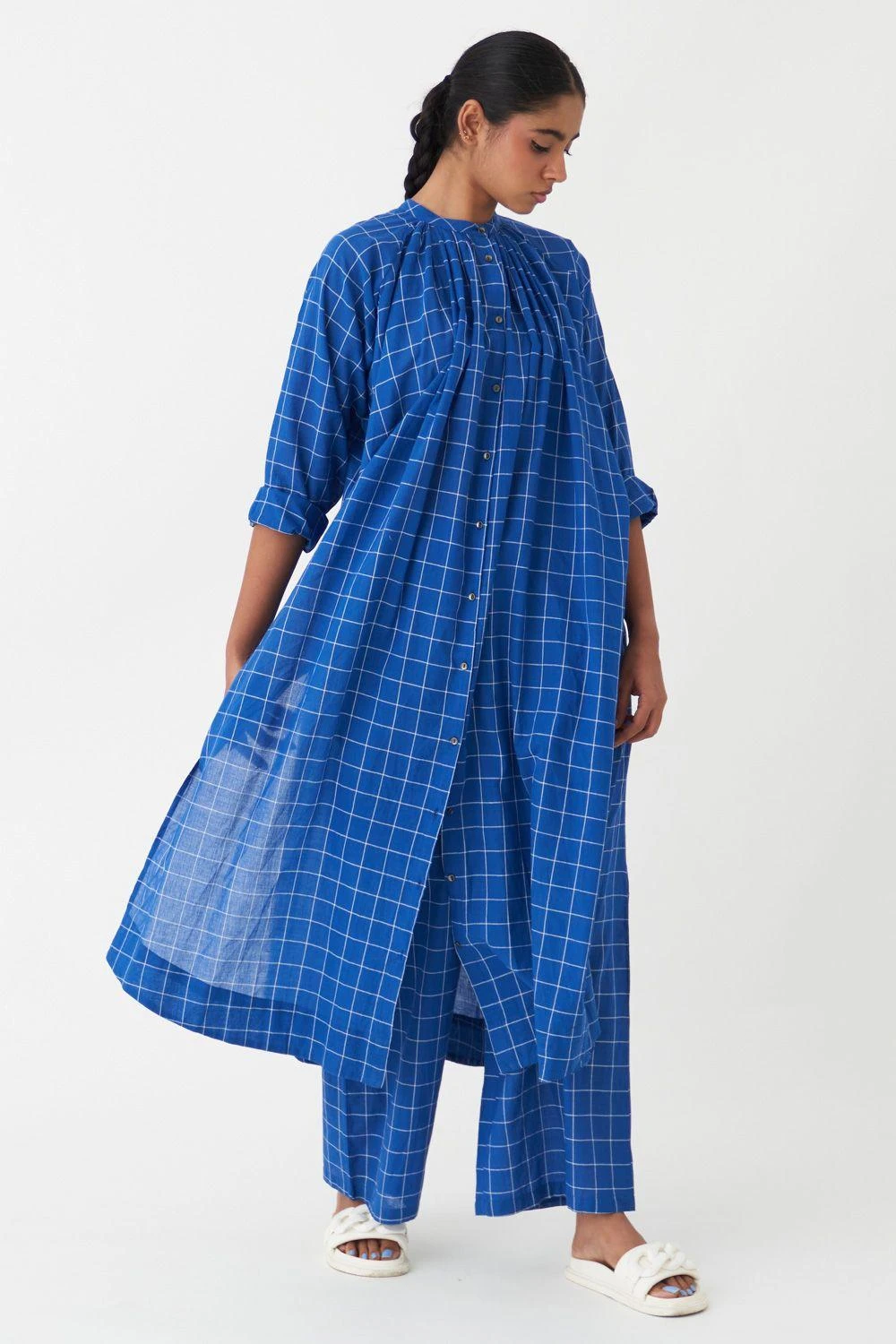 Three Electric Blue Checkered Pants 4 Three Electric Blue Checkered Pants - Image 2