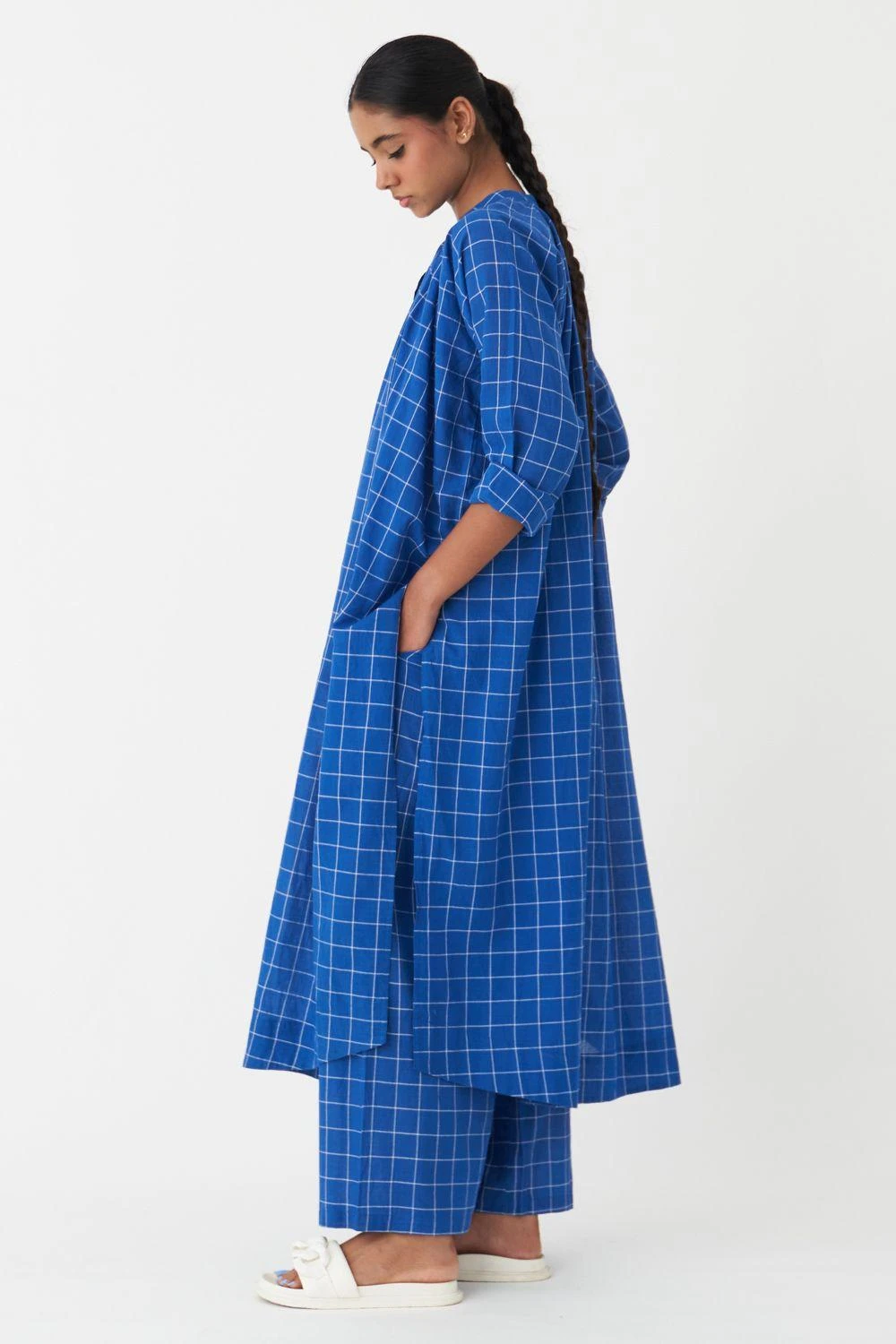 Three Electric Blue Checkered Pants 5 Three Electric Blue Checkered Pants - Image 3