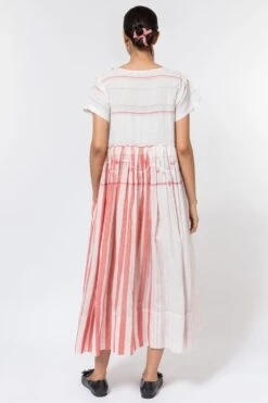 Injiri White & Red Striped Jamdani Dress -Deals Toggora Store 252inj14 5