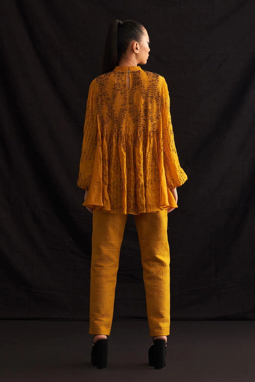 Amrich Mae Quilted Narrow Leg Trousers In Yellow 7 Amrich Mae Quilted Narrow Leg Trousers In Yellow - Image 5