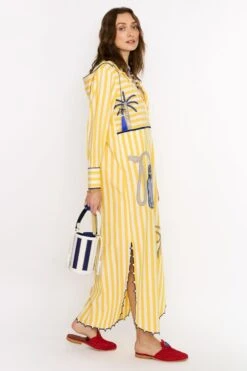 Rara Avis Yellow Hand Embellished Kaftan With A Hood -Deals Toggora Store 25ra7 3