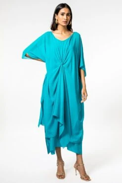 Stephany Blue Silk Georgette Kaftan