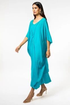 Stephany Blue Silk Georgette Kaftan -Deals Toggora Store 2611step7 3