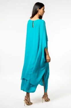 Stephany Blue Silk Georgette Kaftan -Deals Toggora Store 2611step7 4