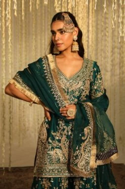 Sheetal Batra Aafiya Green Floral Embellished Kurta Set -Deals Toggora Store 2712s23b33 2