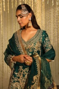 Sheetal Batra Aafiya Green Floral Embellished Kurta Set -Deals Toggora Store 2712s23b33 3