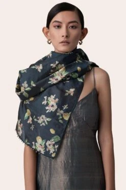 November Noon Citrus Heat Navy Blue Scarf