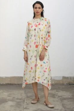 Begum Pret Nilofer Ivory Floral Dress