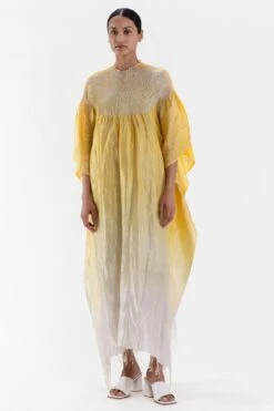 Medium Metallic Yellow Shibori Kaftan