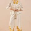 Chandrima Ivory Sunflower Pants 1 Chandrima Ivory Sunflower Pants -Deals Toggora Store 2811cha11 1