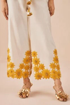 Chandrima Ivory Sunflower Pants -Deals Toggora Store 2811cha11 4