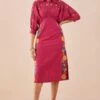 Chandrima Fuchsia Applique And Beadwork Kimono Dress -Deals Toggora Store 2811cha27 1
