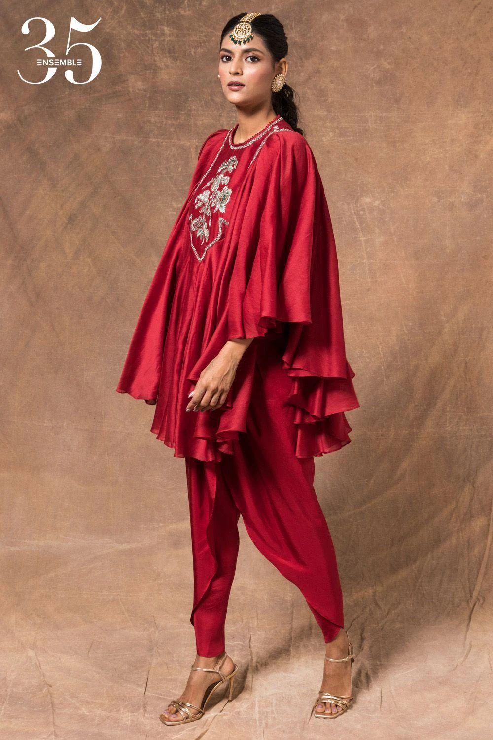 Jayanti Reddy Red Satin Silk Dhoti 3 Jayanti Reddy Red Satin Silk Dhoti