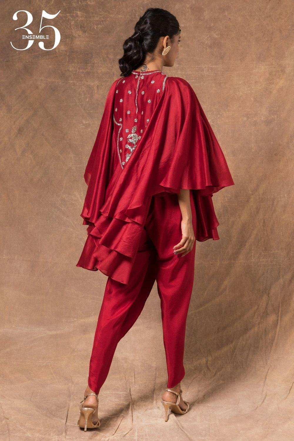 Jayanti Reddy Red Satin Silk Dhoti 6 Jayanti Reddy Red Satin Silk Dhoti - Image 4