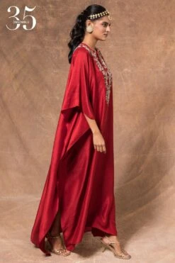 Jayanti Reddy Maroon Embroidered Kaftan -Deals Toggora Store 283jr35 3