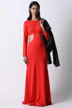 431-88 By Shweta Kapur Flame Red Mars Dress