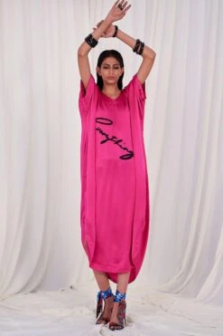 AK-OK By Anamika Khanna Printed Silk Kaftan In Pink