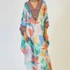 Rajdeep Ranawat V-neck Printed Silk Kaftan -Deals Toggora Store 2912rd16 1