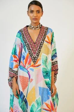 Rajdeep Ranawat V-neck Printed Silk Kaftan -Deals Toggora Store 2912rd16 4