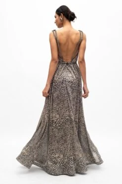 Sharnita Nandwana Black Foil Cheetah Print Gown -Deals Toggora Store 2912sn2 5