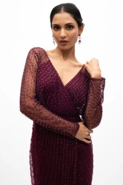 Sharnita Nandwana Red Embellished Gown With A Side Slit -Deals Toggora Store 2912sn5 4