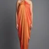 Amit Aggarwal Rust & Orange Panelled Draped Dress -Deals Toggora Store 293ag14 1