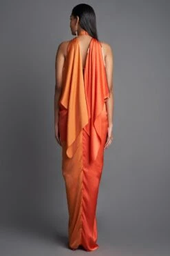 Amit Aggarwal Rust & Orange Panelled Draped Dress -Deals Toggora Store 293ag14 4