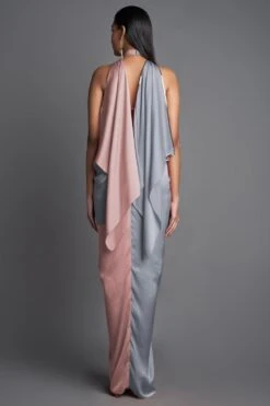 Amit Aggarwal Blush Grey Panelled Draped Dress 9 Amit Aggarwal Blush Grey Panelled Draped Dress -Deals Toggora Store 293ag29 4