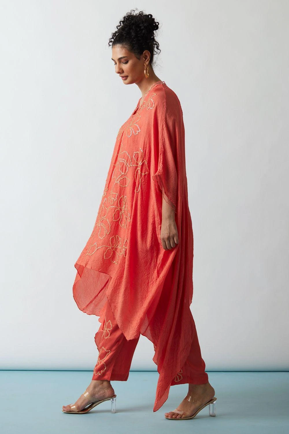 ONE NOT TWO Coral Floral Embellished Kaftan Set 5 ONE NOT TWO Coral Floral Embellished Kaftan Set - Image 3