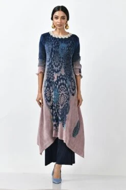 Kiran Uttam Ghosh Blue Kaftan With Batik Print