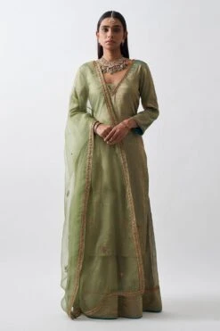 Rhua Green Handwoven Sharara Set