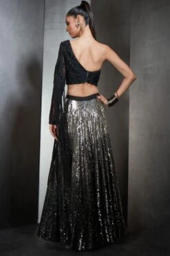 Rohit Gandhi + Rahul Khanna Black Ombre Embellished Lehenga Set -Deals Toggora Store 3011rr02 5
