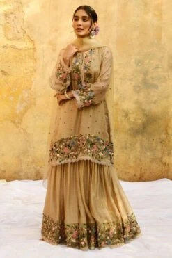 Niti Bothra Ivory Floral Applique Sharara Set