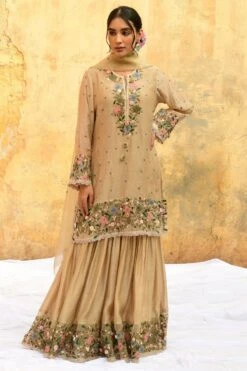 Niti Bothra Ivory Floral Applique Sharara Set -Deals Toggora Store 30323nb2 3