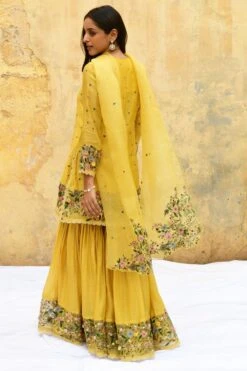 Niti Bothra Yellow Floral Applique Sharara Set -Deals Toggora Store 30323nb4 4