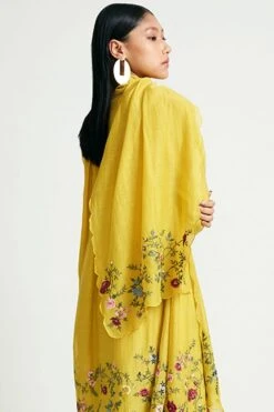Payal Pratap Mustard Chanderi Embroidered Scarf -Deals Toggora Store 30rg 24 3